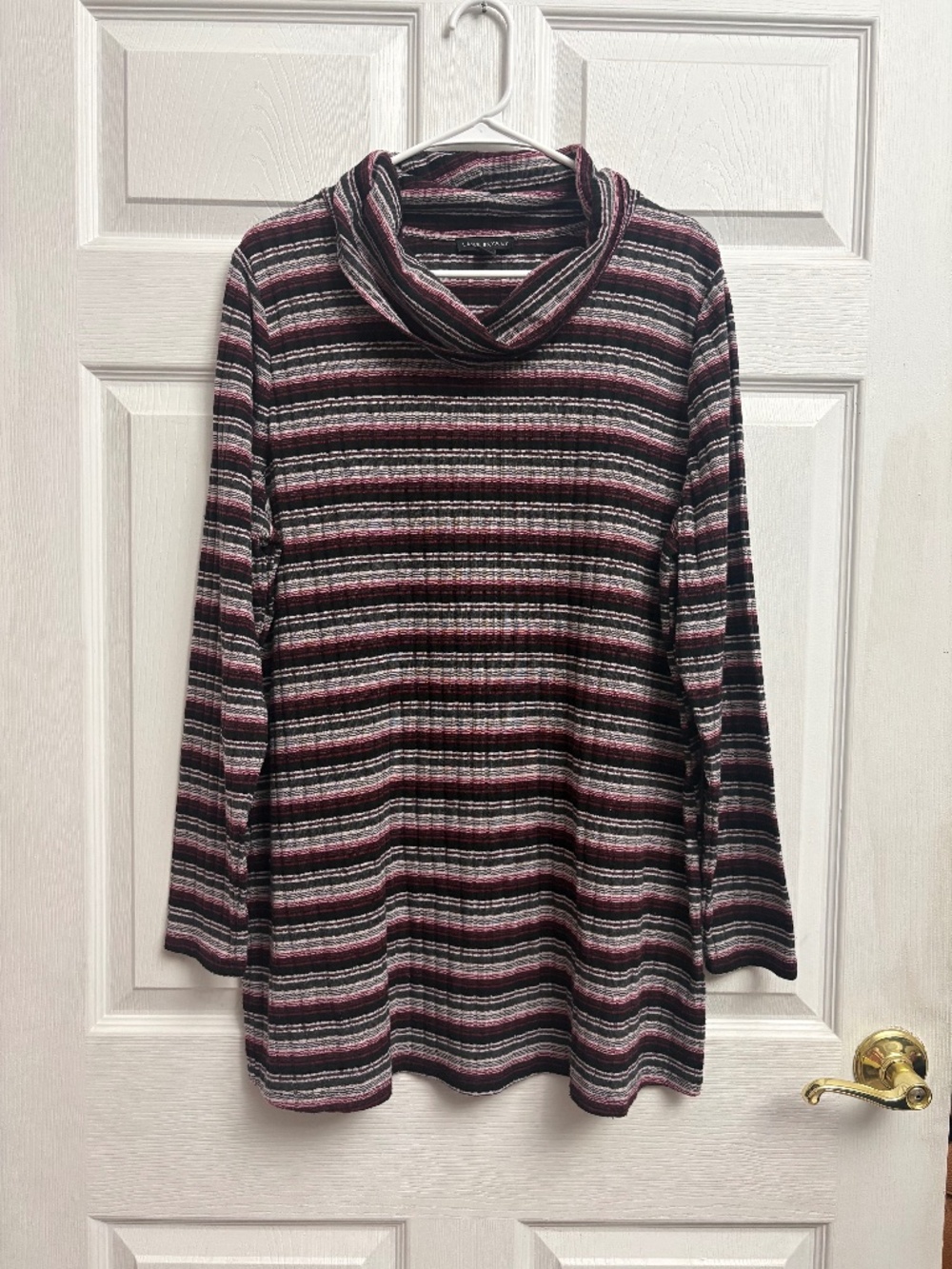 Lane Bryant Plus Size 18/20 Ribbed Striped Cowl Neck Tunic Sweater Top